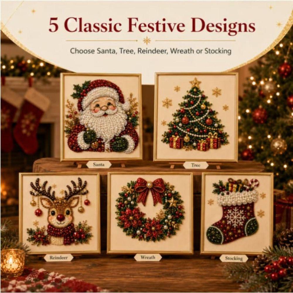 Wooden Frame DIY Christmas Pearl Diamond Painting Art Kit Home Wall Decor
