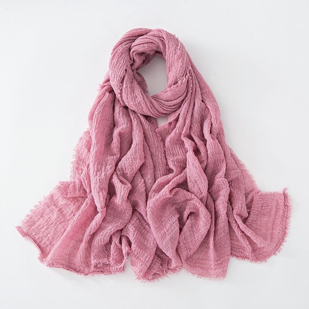 Nieuwe Katoen Linnen Gaas Sjaal Voor Vrouwen Meisjes Lente Herfst Effen Sjaals Zachte Pashmina Foulard Eenvoudige Retro Baard Wrap Sjaals