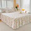 Fustă de pat 100% bumbac 100% cearșaf de pat cu imprimeu floral Queen/King Size cu volane falda de cama Fusta de dimensiune întreagă pentru single
