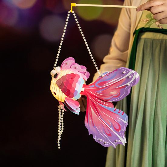 Lantern Material Kit DIY Goldfish Lantern Set Traditional Chinese Lantern for Mid-Autumn Spring Festivals