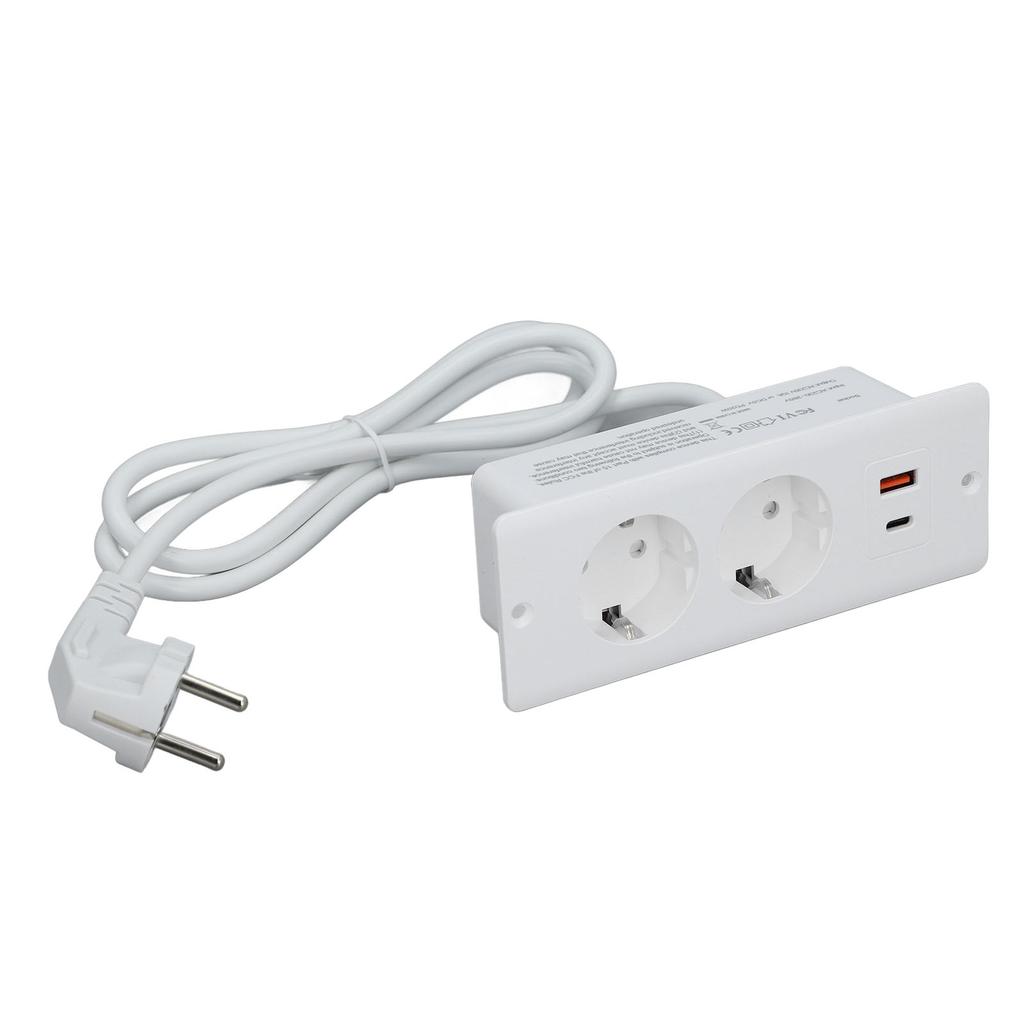Presa da incasso 2 prese con porta USB C USB A PD20W Striscia di alimentazione da incasso per mobili Cavo 1,5 m