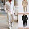 Erkek Setleri Keten İlkbahar Sonbahar Eğlence Takım Elbise Uzun Kollu Gömlek ve Pantolon Iki Parçalı Setleri Moda Erkek Giyim