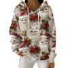 Women's Fashion Casual Christmas Print Pullover Long-Sleeve Hooded Sweatshirt