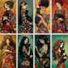 Creativity Beauty Women and Black Cat Canvas Paintings Wall Art Posters and Prints for Living Room Abstract Home Decor Mural