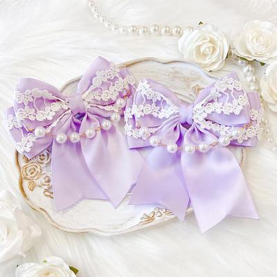 Schleifenklammer 2er Set Lolita Yume Kawaii Gothic Lolita Haarspange Haarnadel Haarschmuck Lavendel Vol.5 [Artikel]