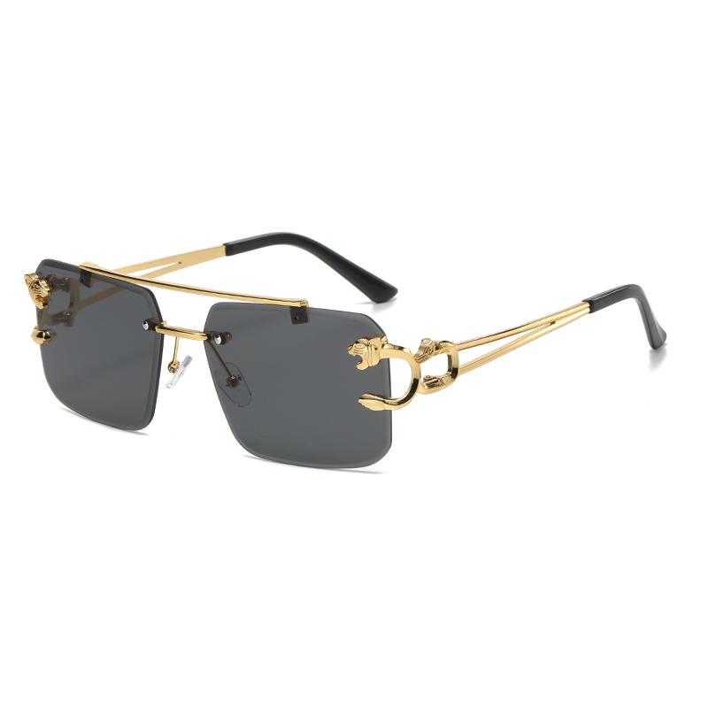 Rectangle Sunglasses for Men Women Rimless Square Shade Vintage Frameless Eyewear UV Protection