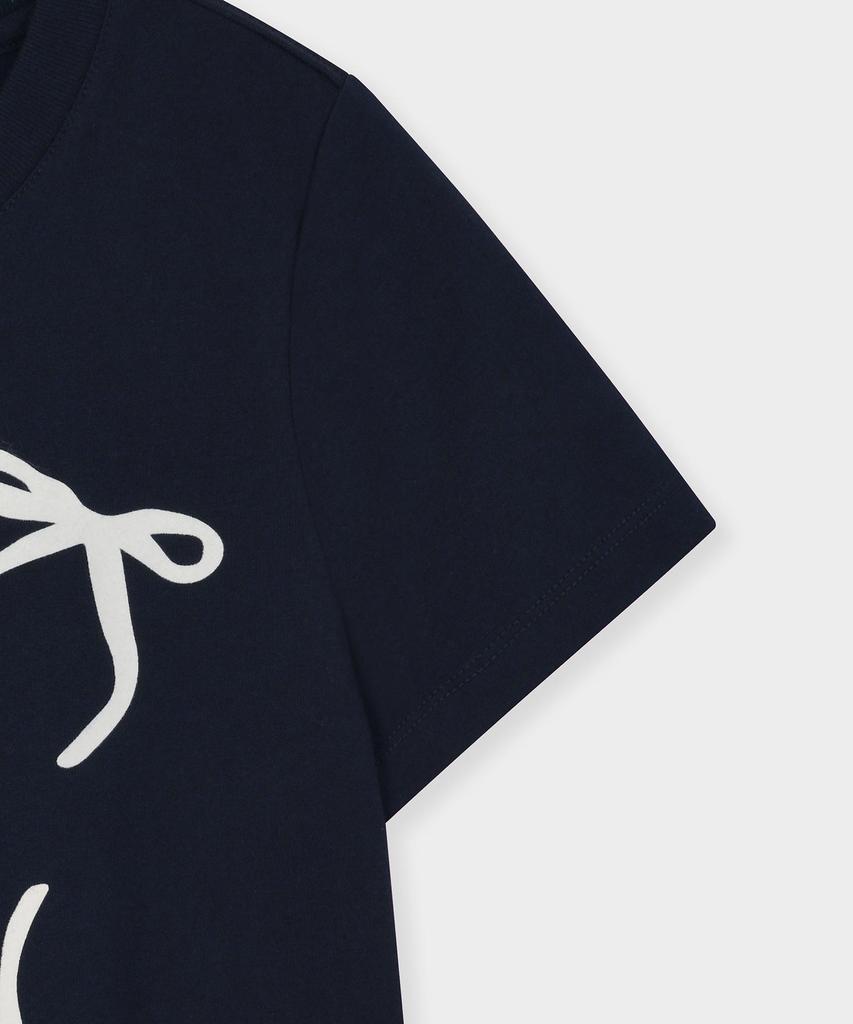 FALLETT Flowing Ribbon Crop Short Sleeve T-Shirt Navy