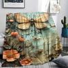 1Pc Vintage Butterfly Art Print Flannel Blanket, High Quality Comfortable for All Seasons, Home Decor, Warmth and Comfort, Perfect for Gifts