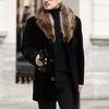 Men Woolen Coat Faux Fur Collar Solid Color Single-breasted Slim Fit Coldproof Top Outwear Autumn Winter Windbreaker Jacket for Daily Wear