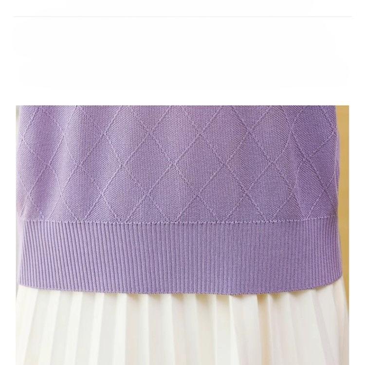 Frühling und Herbst Einfarbig Damen Rundhals Hohl Mode Pendeln Langarm Lose Pullover Gestrickte Tops