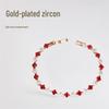 Gold-Plated Colorful Zircon Bracelet for Women - High-End Light Luxury Jewelry with Folding Buckle