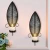 1/2Pcs Vintage Wall Sconces Candle Holder Hollow Feather Iron Art Tealight Candle Holder Living Room Bedroom Wall Decoration Candlestick