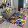 Abstrakter Psychedelischer Graffiti Teppich Moderner Bunter Trippy Kunstteppich für Wohnzimmer Küche Schlafzimmer Badezimmer Rutschfester Teppich Teppich