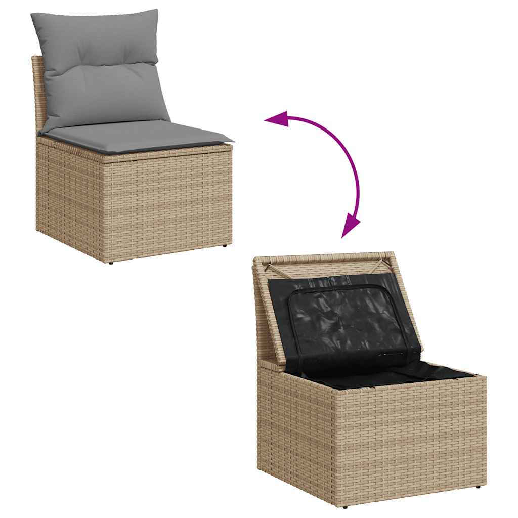 Vidaxl 6-Cz. Set di Mobili da Giardino con Cuscini, Beige, Polyrattan