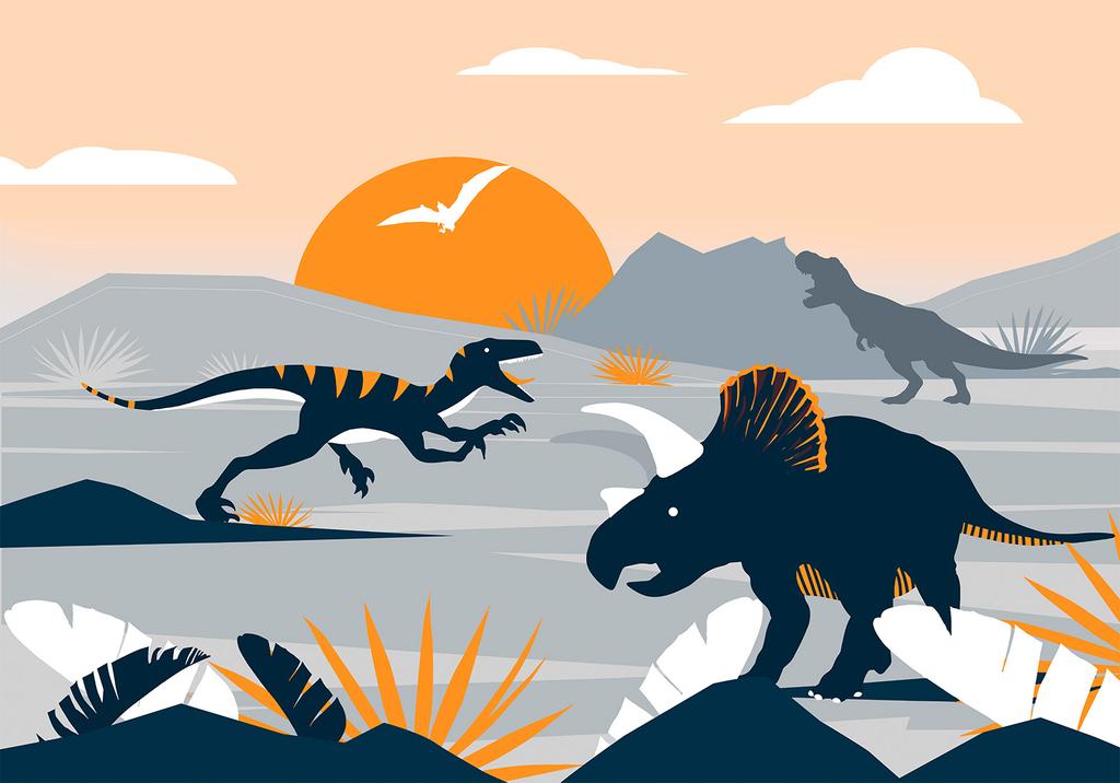 Wallpaper - The Last Dinosaurs With Orange - Abstract Landscape For The Room