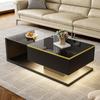 Mesa de centro, mesa auxiliar con cristal y efecto LED, práctico espacio de almacenamiento, muebles modernos para sala de estar