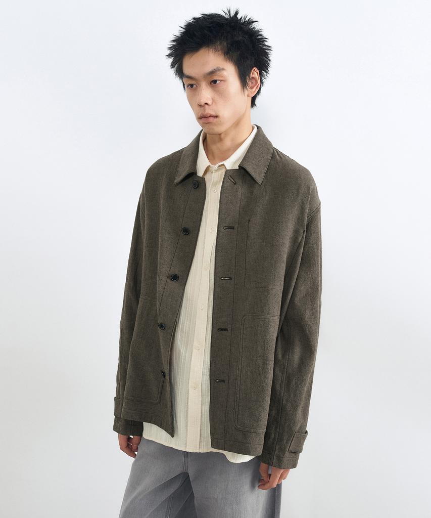 Insilence Linen French Work Jacket Brown