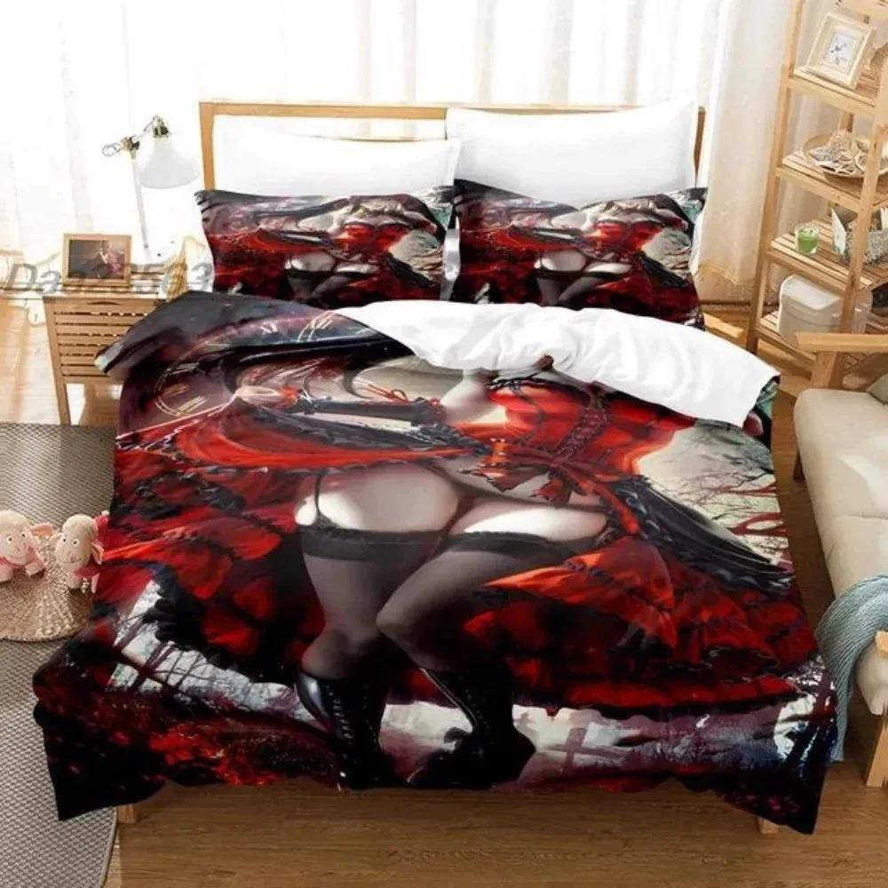 Anime Date A Live Kurumi Tokisaki Bedding Set Twin Queen Size Duvet Cover Pillowcase for Kids Adults