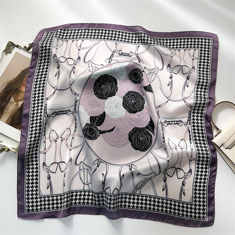 Neuer Druck 70*70cm Seiden-Quadrat-Schal Damen Halstuch Damen Stirnband Foulard Taschenband Haarband Dame Hijab Bandana Schals