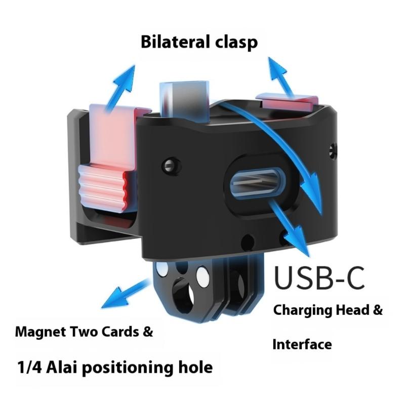Magnetic Quick Release Charging Base For Two Card Fast Detach Aluminum Mount With Anti Rotation Design