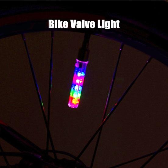 2Pcs Bike Valve Light 7 Modes Adjustable LED Bicycle Wheel Lamp Night Riding Colorful Road Mountain Bike Tire Valve Decoration Lamp Bike Accessories