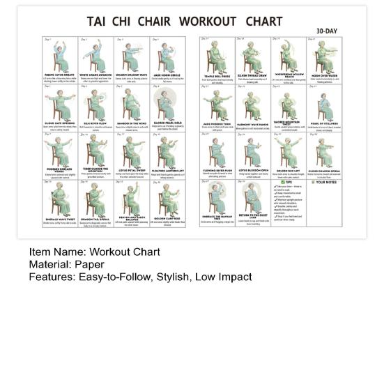 Tai Chi Chair Workout Chart for Seniors 30 Day Structured Exercise Plan with Seated Tai Chi And Walking Exercises for Balance Flexibility And Mobility
