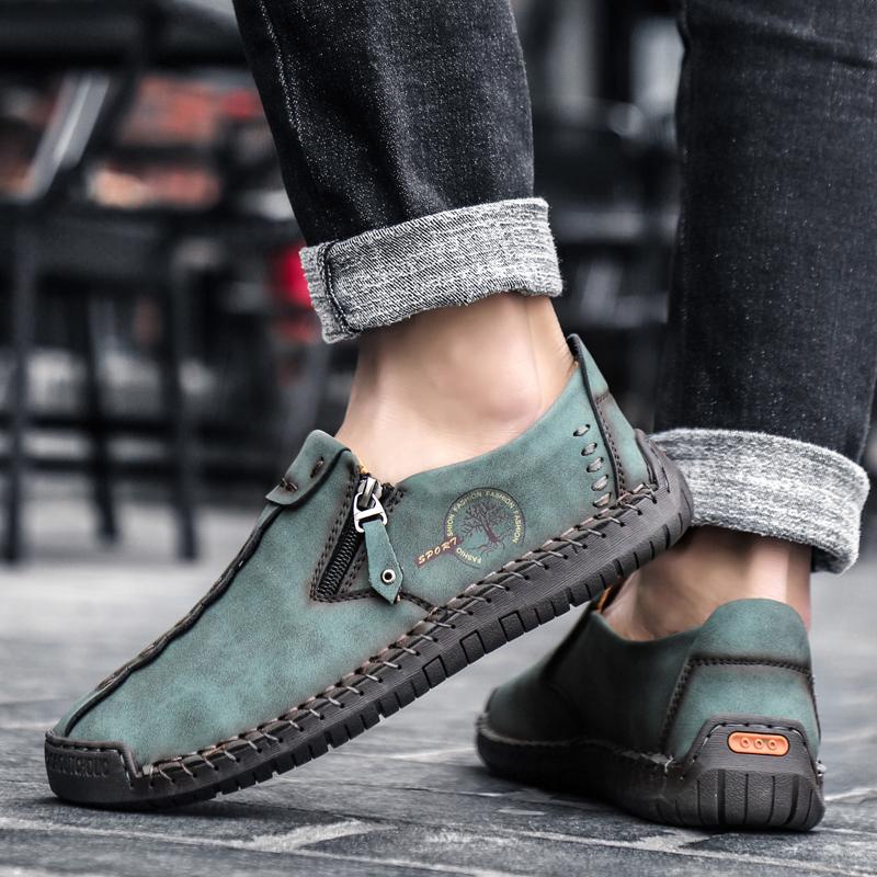 Men's Leather Casual Shoes Handmade Slip On Driving Shoes