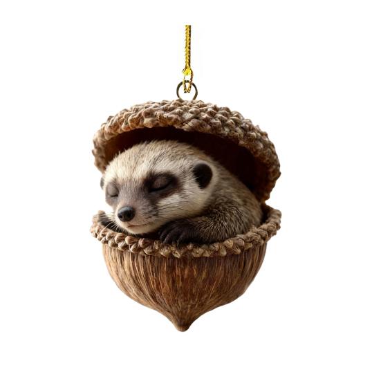 Forest Animal Acorn Ornaments 2D Flat Acrylic Pine Cone Animal Christmas Tree Ornaments Woodland Creature Hanging Decoration for Xmas Tree Home Party