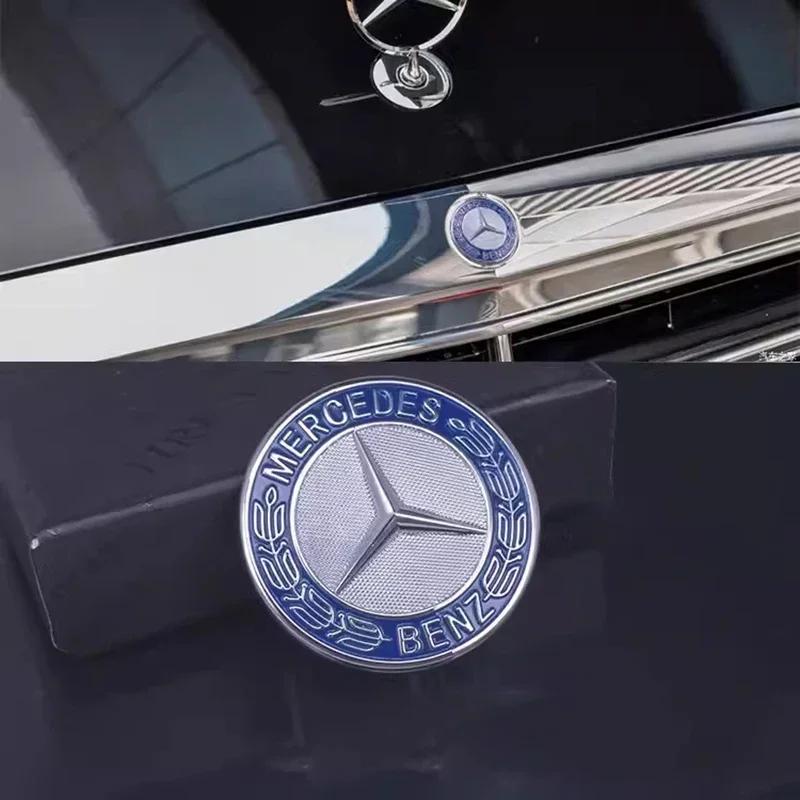 For Mercedes Benz 3 Pins ABS Car Emblem Front Top Grille Hood Edge Head Bonnet Badge for Mercedes Benz New E/S Class Star Wheat