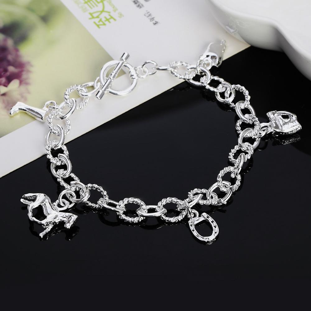 925 Sterling Zilver Laarzen en Paardentuig Hanger Armband Mode Bedel Sieraden