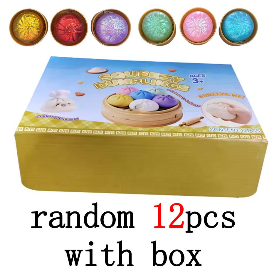 3 Types Glitter Dumpling Glitter Dumpling Squishy with Box Dumplings Sensory Squeeze Toy for Stress Relief