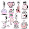 Colgante Charm Cobre Rosa Charm Colgante Compatible con Pulsera Charm Original Collares Cuentas Accesorios de Joyería Diy
