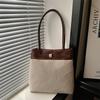 Large-capacity Canvas Contrasting Color Tote Bag, New Fashionable and Simple Portable Shoulder Bag, Commuter Bag, Women's Bag