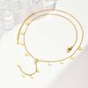 Wind Niche Summer Stainless Steel Flower Zircon Y-Shaped Necklace 18K Gold, Jewelry Nc-2425