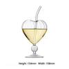 1pc Heart Shaped Cocktail Glass with Straw Clear Stemmed Wine Glass Creative Champagne Glasses Drinking Cups for Bar Pub Club