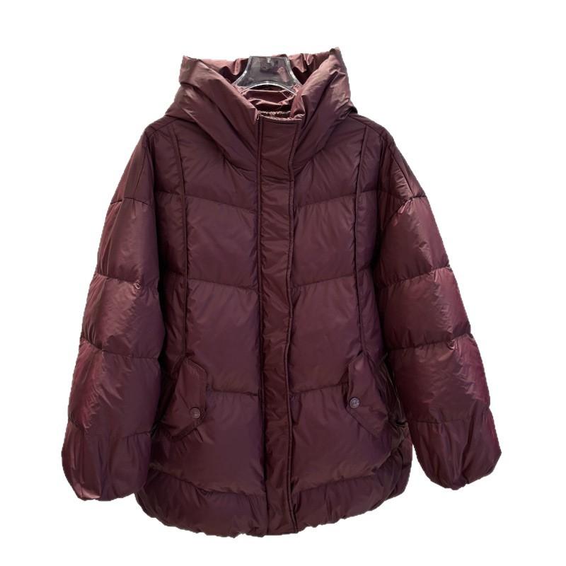 Winter New Fashion Hooded Loose European Station Large Size White Duck Down Jacket Women's Warm Jacket Tide