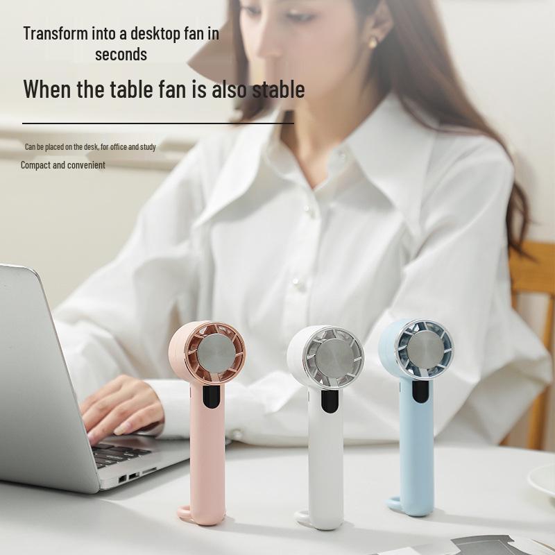 Compact 25-Year Handheld Cooling Fan with Ice Pack & Carabiner for Portable Outdoor Use