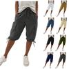 Pantalones Cortos de Mujer hasta la Rodilla Lino Cintura Elástica Cordón Pantalones Cortos de Verano Con Bolsillos