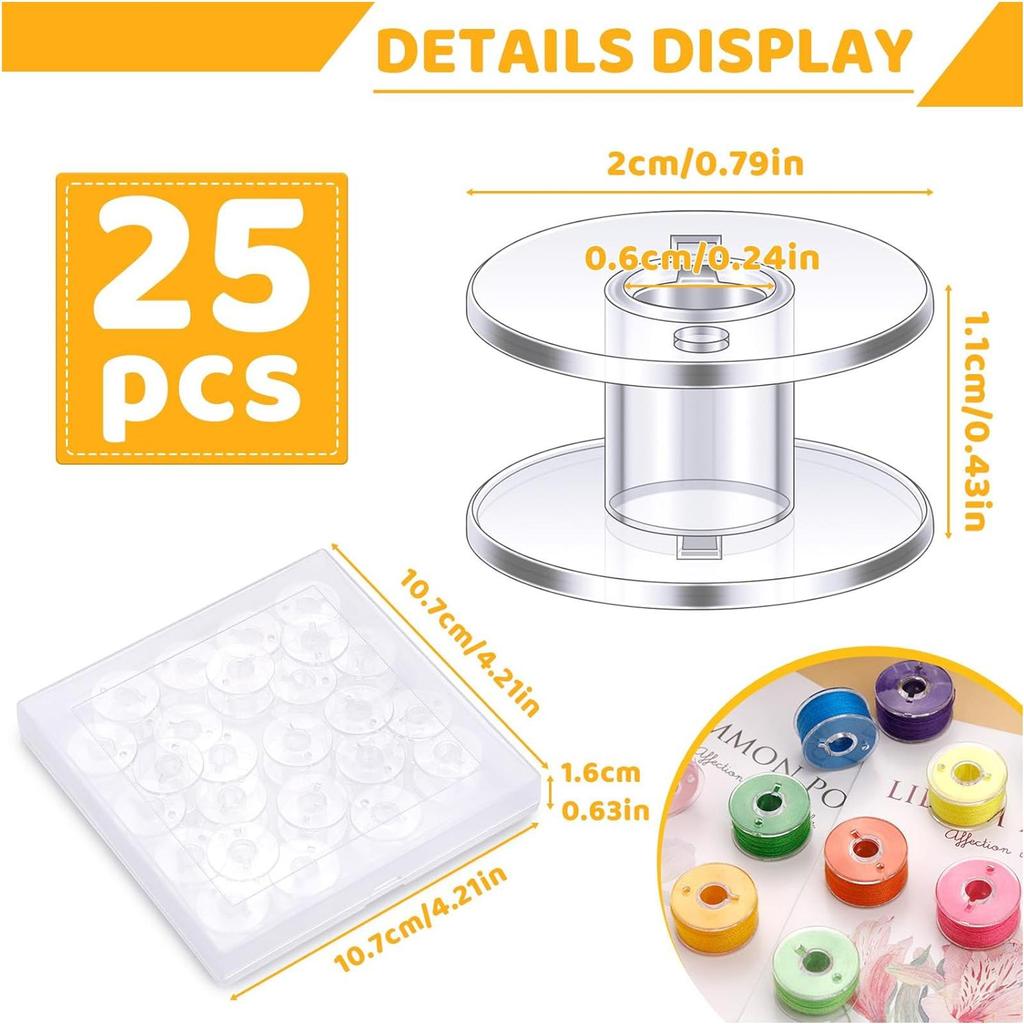 Sewing Bobbins 25 Piece Sewing Machine Quilting Tools Class 15 Bobbins For Crafts Jewelry Adults Clothes Beads Cabinet