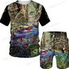 Männer 3D Fisch Gedruckt Sport Angeln Camping Camouflage Jagd T Shirt Set für Mann Kleidung Streetwear Plus Größe T-shirts/kurze/Anzüge