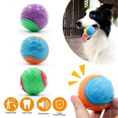 Dog Bite Toy, Soft TPR Pet Teeth Cleaning Bite Resistance Squeaky Dog Ball Toy