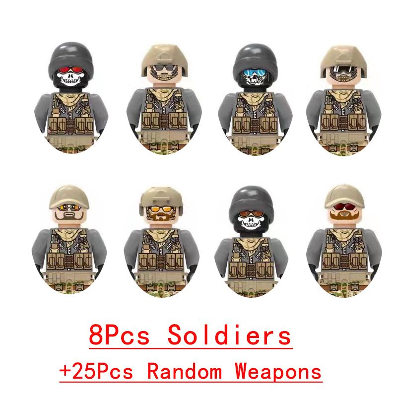 Militär Baustein Schwere Waffen Spielzeug Spezialeinheit Camo Commando SWAT Soldat Jeeps Geländewagen Modell Figuren Spielzeug