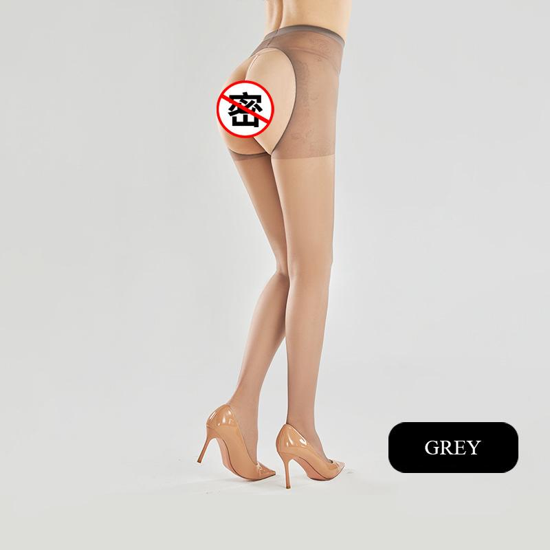 Kave Calze da Donna in Nylon con Cavallo Aperto 20D Collant Velati Calze Autoreggenti Anti-Strappo Seta Ultra-Sottili Calze Sottili Lingerie Sexy Nera