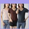 Kurzarm Weiß Maske T-Shirt Für Damen Sommer Locker V-Ausschnitt Lässiges Oberteil