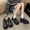 Retro britischer Stil erhöhte Plateau-Loafer kleine Lederschuhe Damen 2025 Frühling neu französische dicke Ferse Mary Jane Einzelne Schuhe