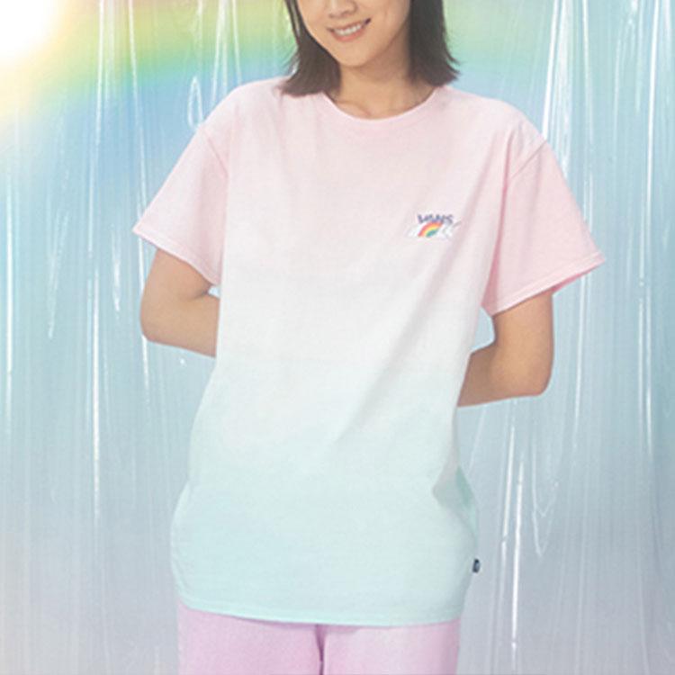 Vans T-shirt Décontracté à Col Rond et Manches Courtes avec Imprimé Dégradé Licorne Unisexe Hauts Rose VN0A54LCUUZ