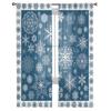 Christmas Blue Snowflake Texture Living Room Transparent Tulle Window Curtain Bedroom Kitchen Decor Veil Drapes Curtains