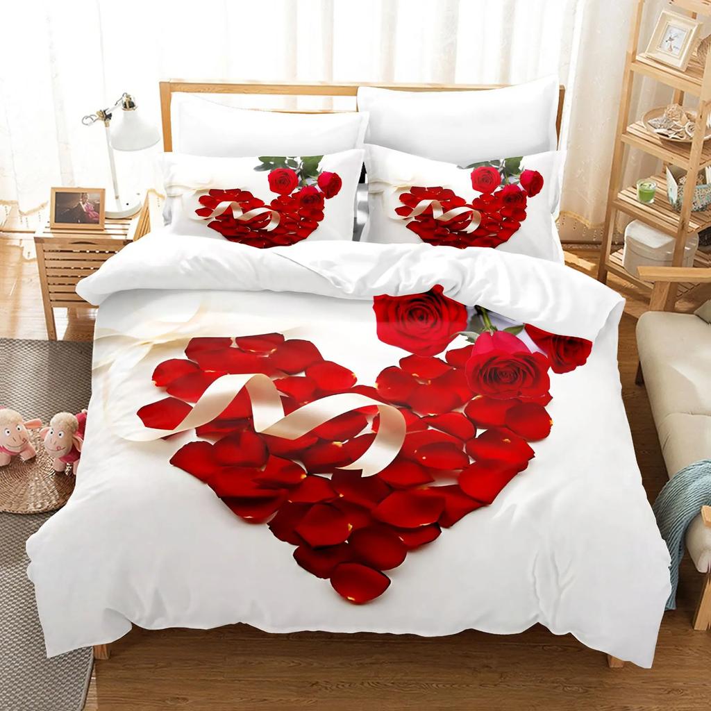 Poppy Flowers Bedding Sets Printed Jacquard Weave Bed Cover With Pillowcases Bedclothes Bedroom Comforter Set King Size Luxury