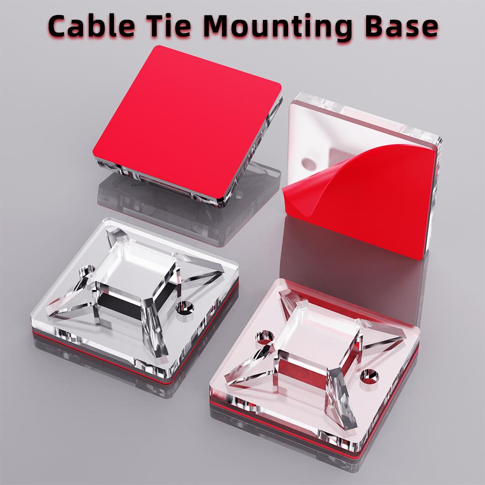 Cable Organizer 100Pcs Self Adhesive Nylon Removable Base Zip Tie Mounts For Outdoor Cable Organizer Cord Management Base Mount