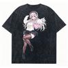 Super Sonico Anime T-shirt Vintage Washed Y2K Aesthetic Unisex Oversized Short Sleeve Summer Cotton Retro Streetwear Hot Sale